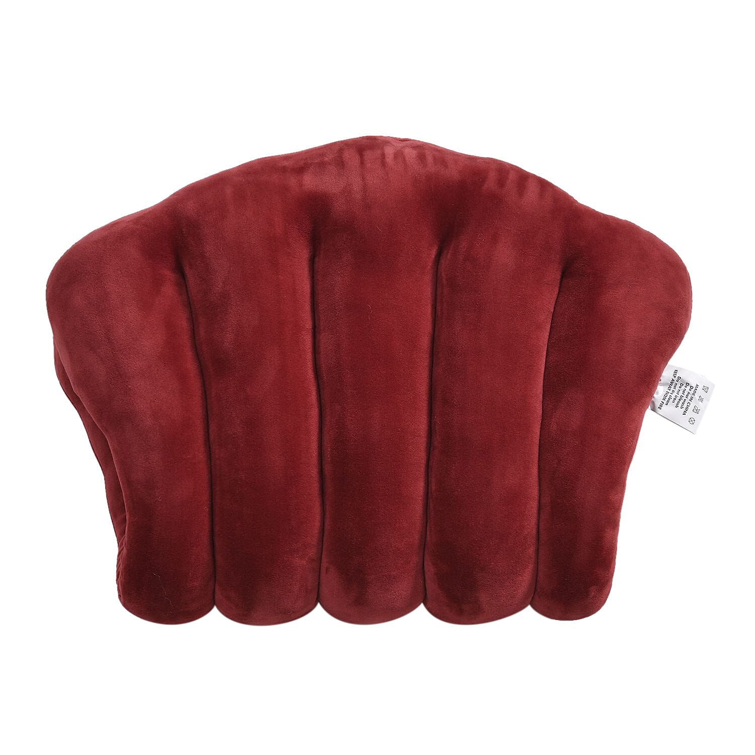 Back Support - Woven Scallop Shaped Cushion (Size 70x42 cm) - Red