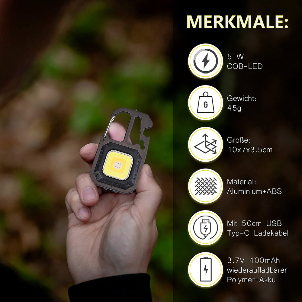 COB rechargeable keychain light - Black