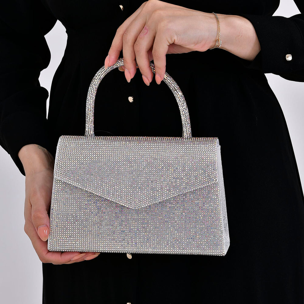 Crystal Patterned Clutch (Size 22x6x14 cm) - AB & AB