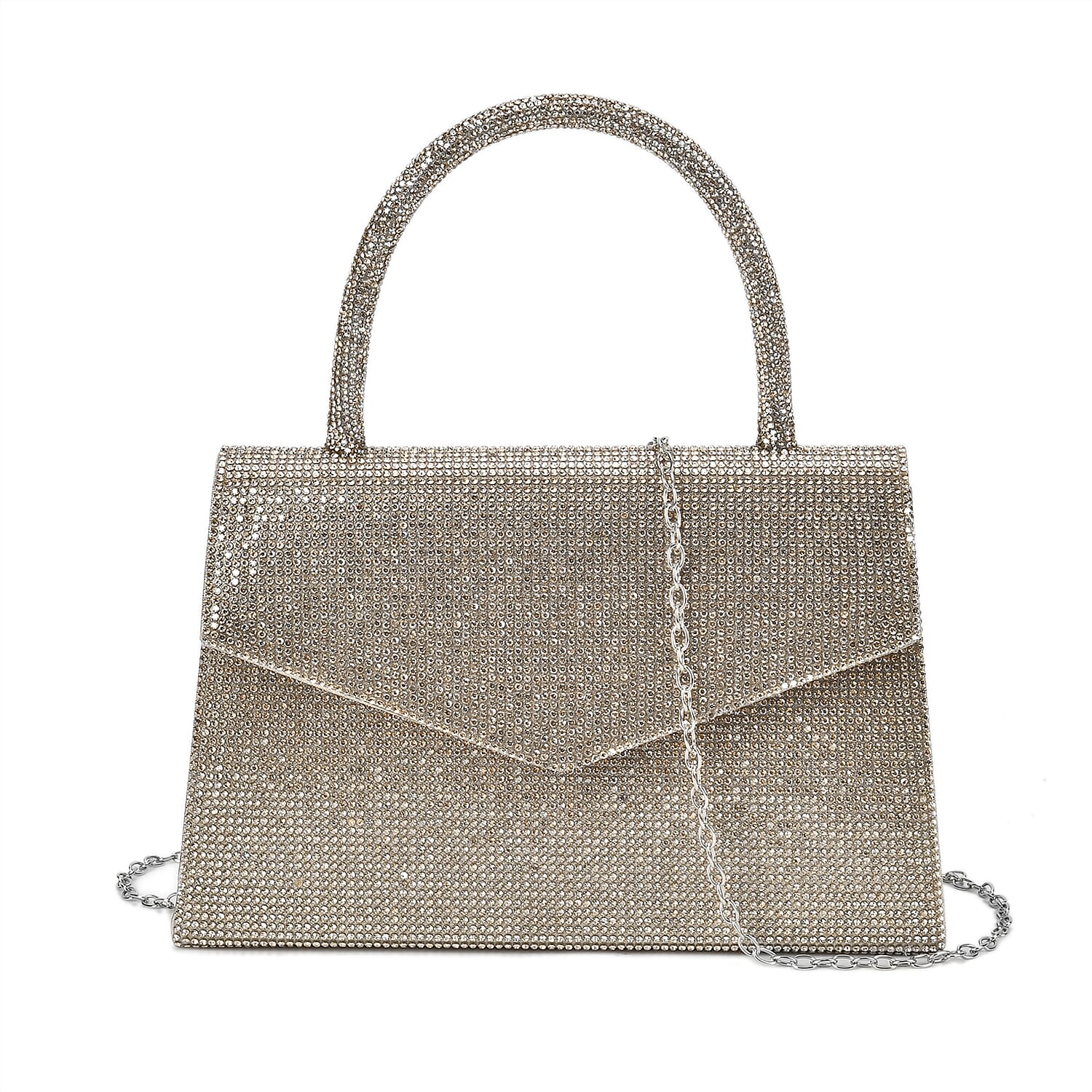 Crystal Patterned Clutch (Size 22x6x14 cm) - Gold & AB