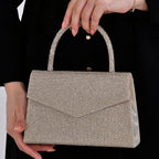 Crystal Patterned Clutch (Size 22x6x14 cm) - Gold & AB