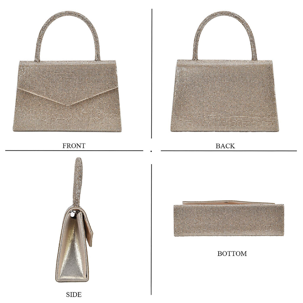 Crystal Patterned Clutch (Size 22x6x14 cm) - Gold & AB