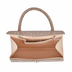 Crystal Patterned Clutch (Size 22x6x14 cm) - Rose Gold & AB