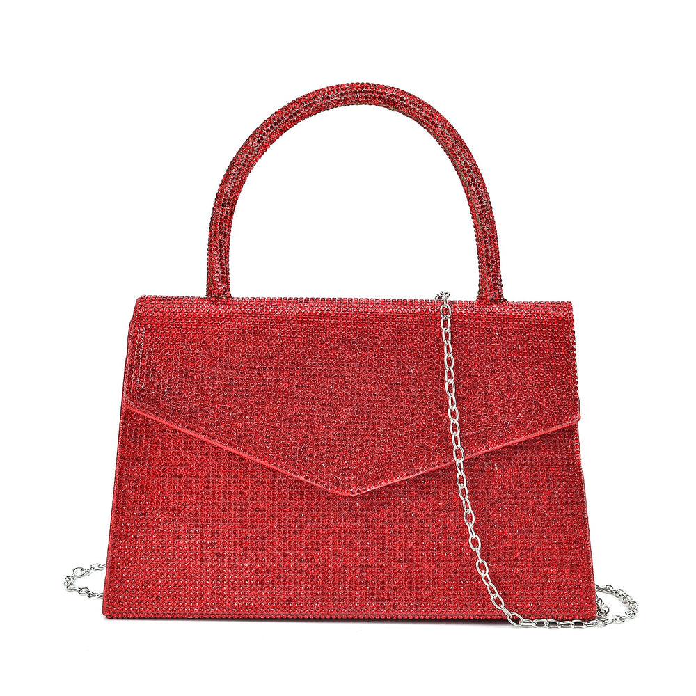 Crystal Patterned Clutch (Size 22x6x14 cm) - Red & AB