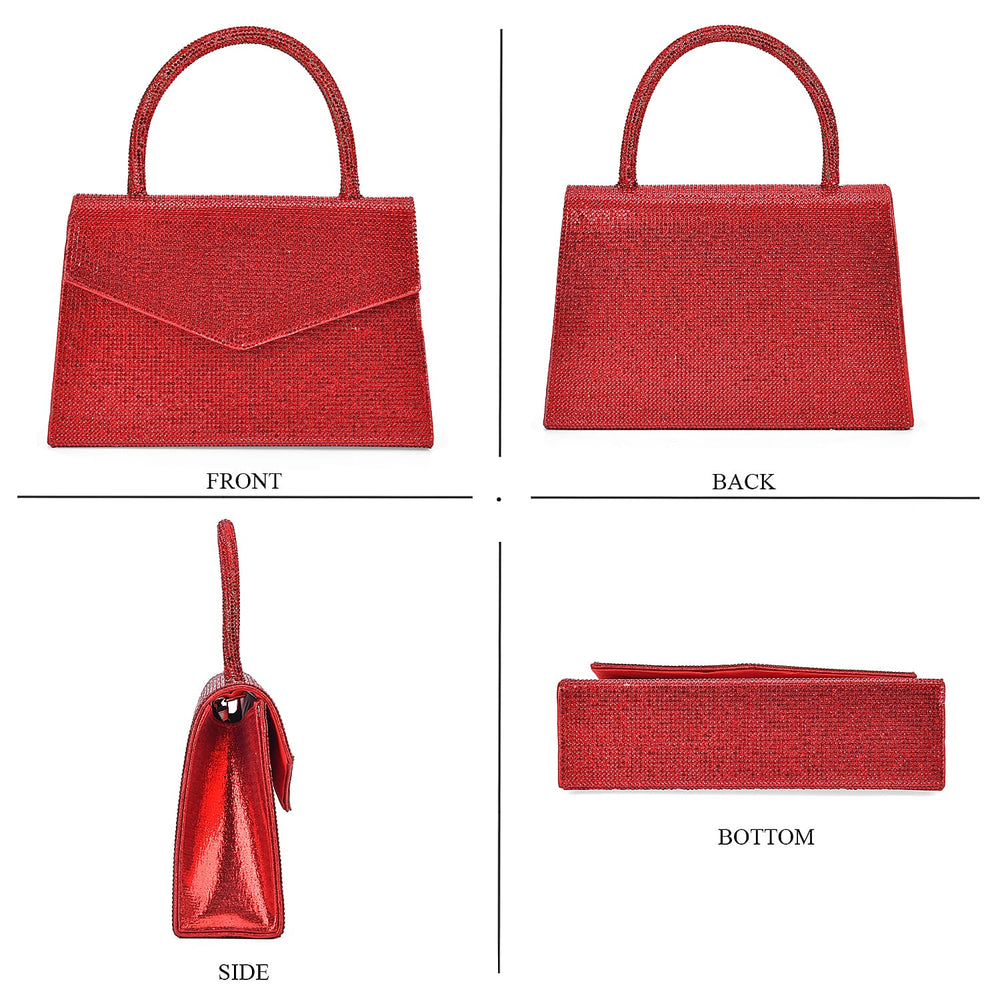 Crystal Patterned Clutch (Size 22x6x14 cm) - Red & AB
