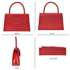 Crystal Patterned Clutch (Size 22x6x14 cm) - Red & AB