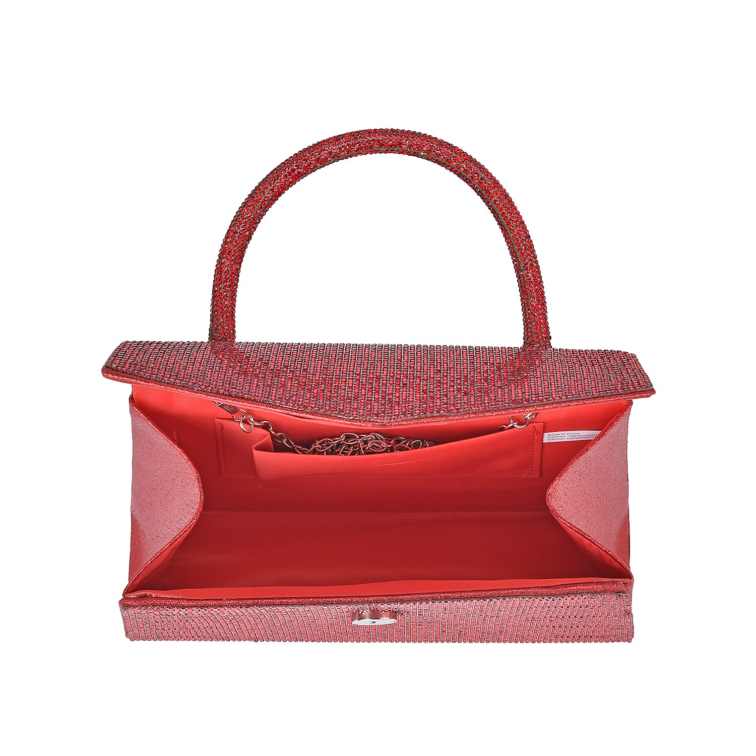 Crystal Patterned Clutch (Size 22x6x14 cm) - Red & AB