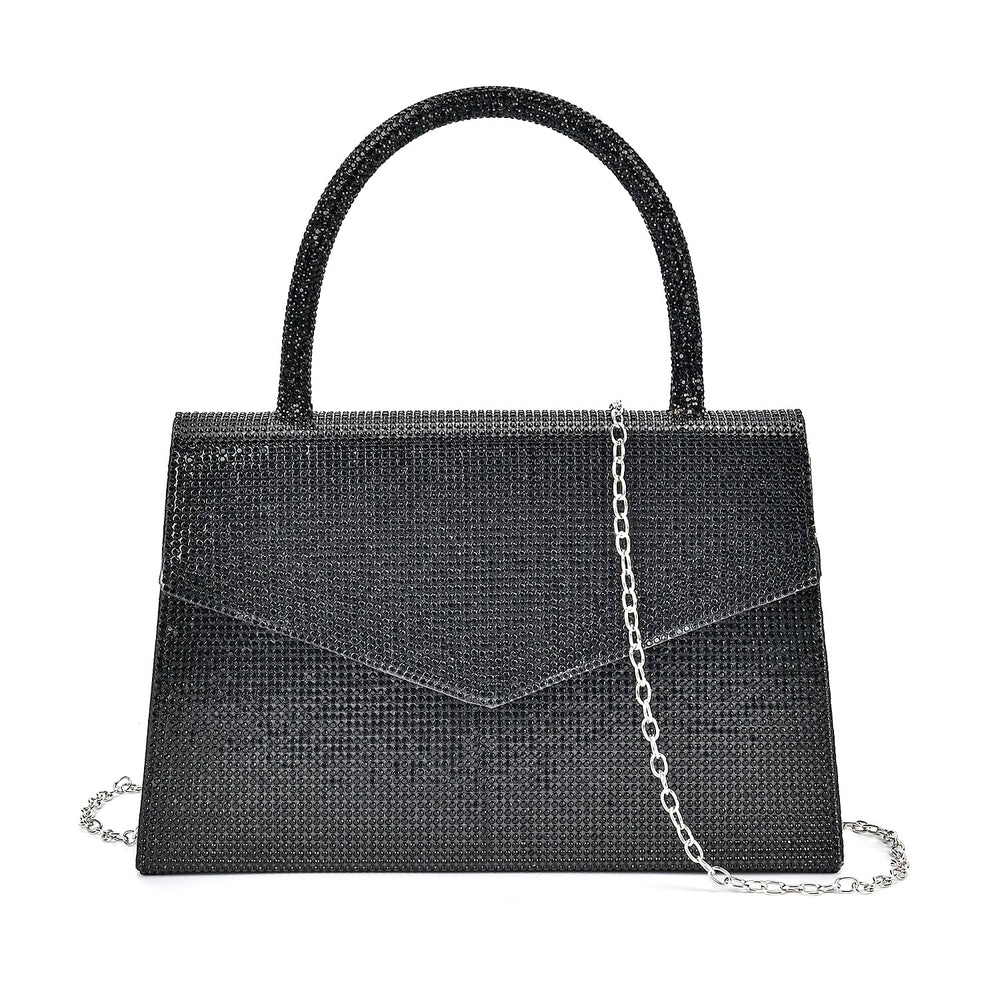 Crystal Patterned Clutch (Size 22x6x14 cm) - Black & AB
