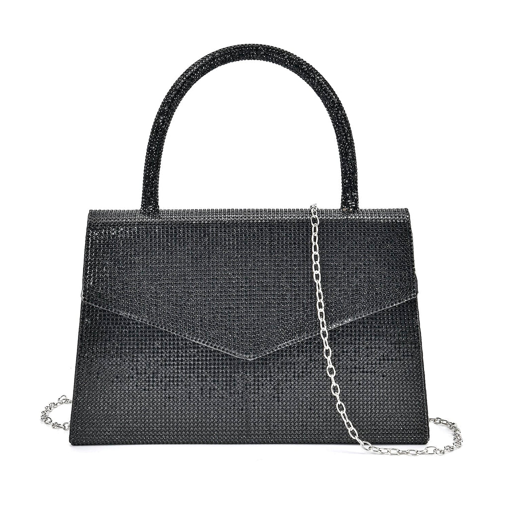 Crystal Patterned Clutch (Size 22x6x14 cm) - Black & AB