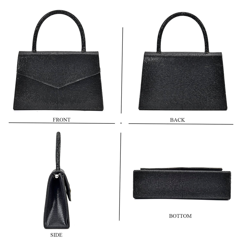Crystal Patterned Clutch (Size 22x6x14 cm) - Black & AB