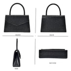 Crystal Patterned Clutch (Size 22x6x14 cm) - Black & AB