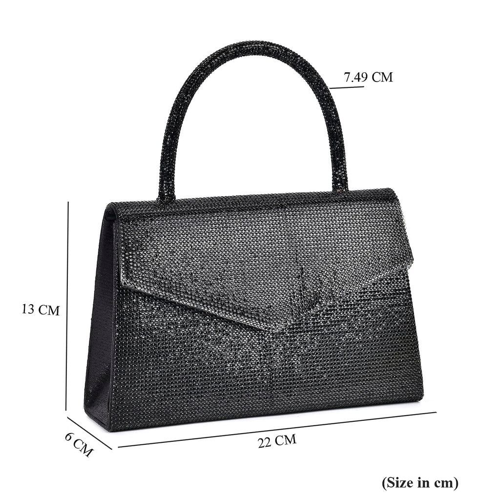 Crystal Patterned Clutch (Size 22x6x14 cm) - Black & AB
