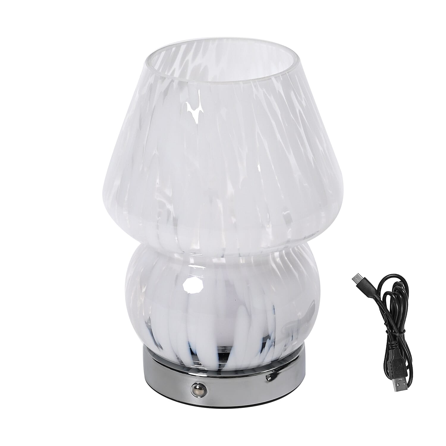 Adorable Mushroom Shaped Touch Control Rechargeable LED Glass Mushroom Table Lampwith 3 Light Modes - Droplet