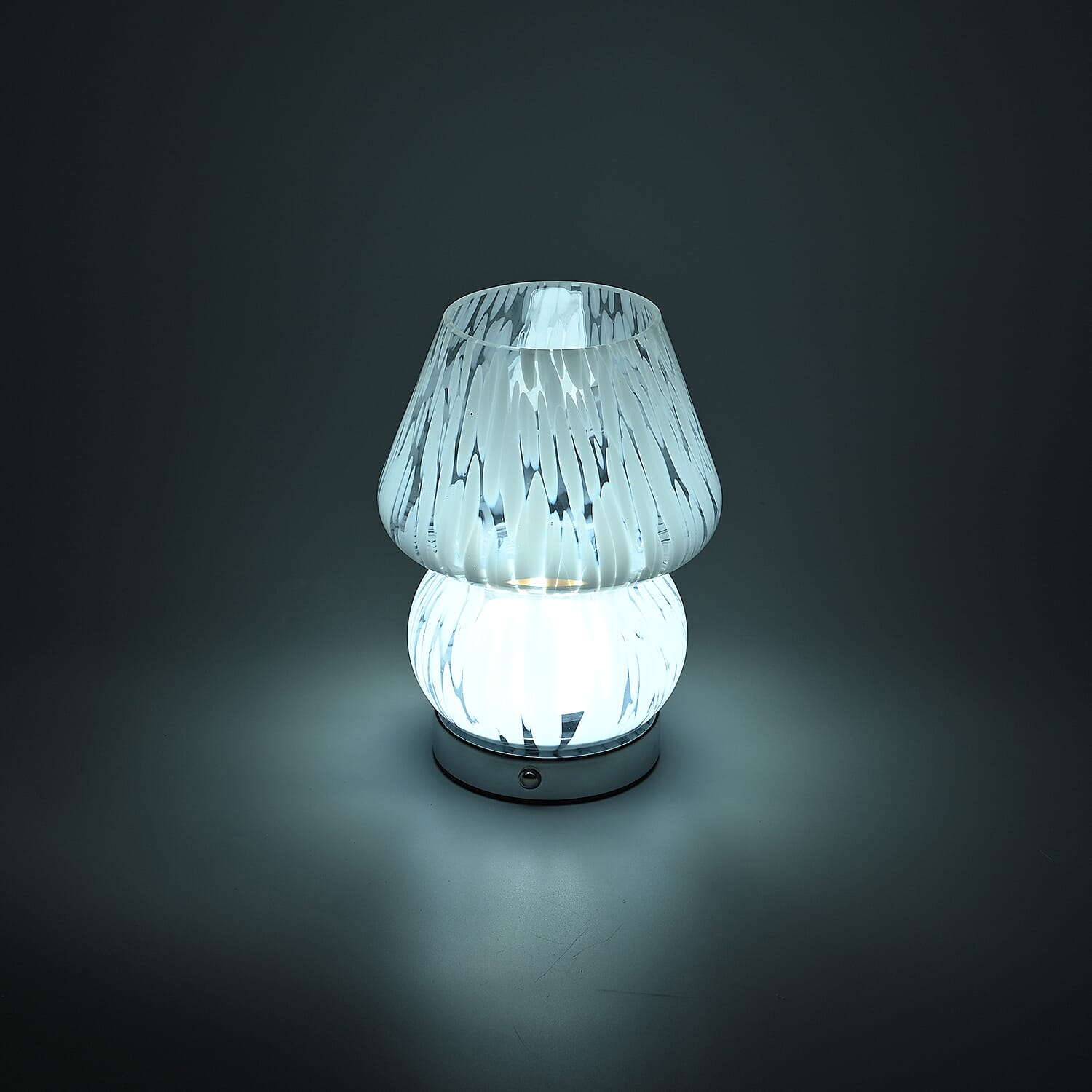 Adorable Mushroom Shaped Touch Control Rechargeable LED Glass Mushroom Table Lampwith 3 Light Modes - Droplet