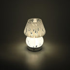 Adorable Mushroom Shaped Touch Control Rechargeable LED Glass Mushroom Table Lampwith 3 Light Modes - Droplet