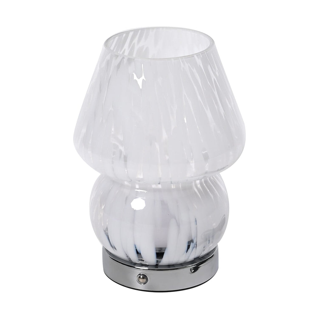 Adorable Mushroom Shaped Touch Control Rechargeable LED Glass Mushroom Table Lampwith 3 Light Modes - Droplet
