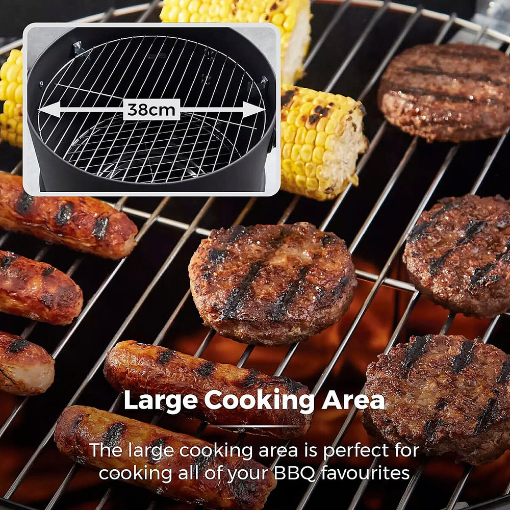 BBQ 2-in-1 Charcoal and Smoker Grill from Tower - Black