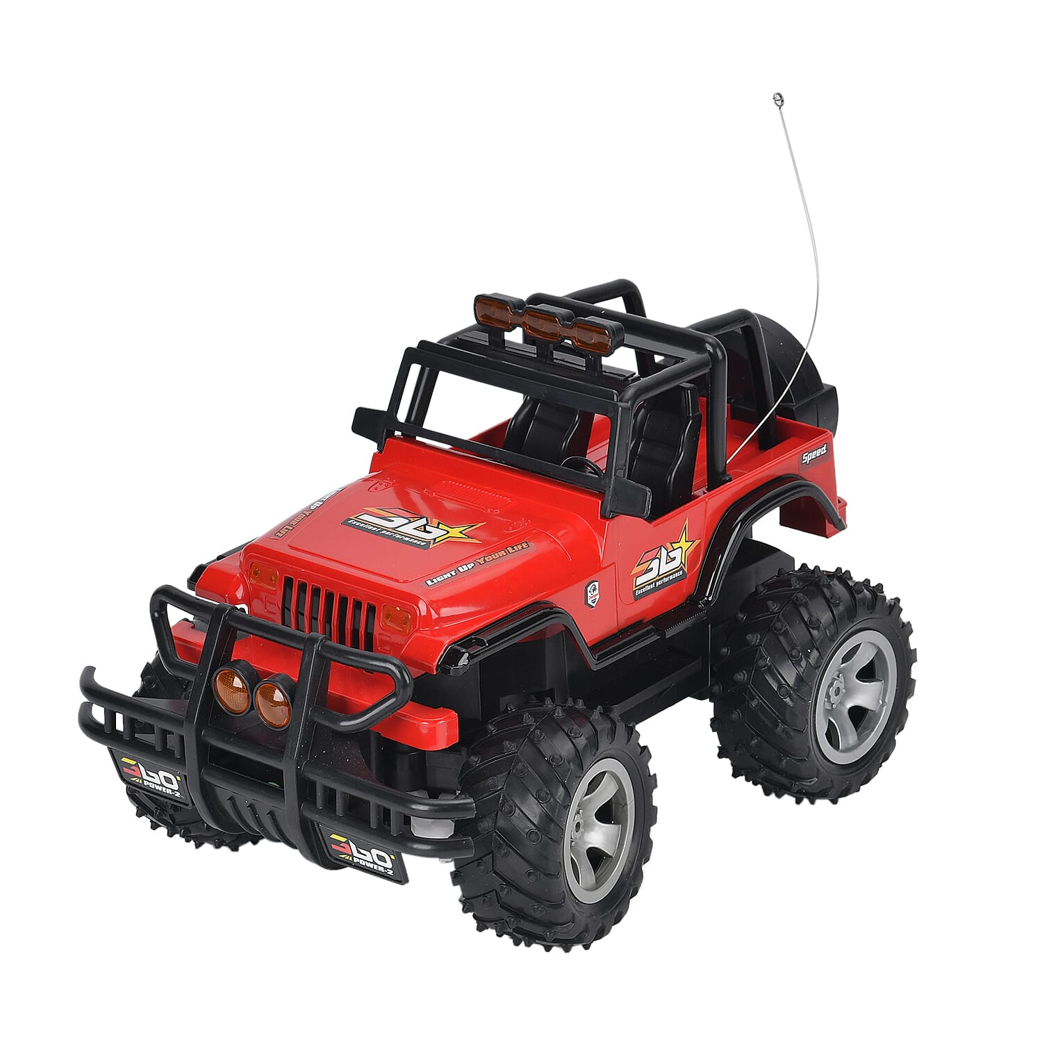 4 wheel drive monster truck;  Rechargeable 4.8V battery - Red