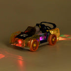 Racing Car with Color changing lights and Music, Easy To Assemble - (Size-7.0x15.2x6.3cm) Orange