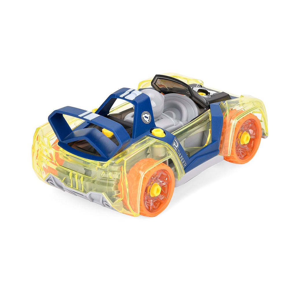 Racing Car with Color changing lights and Music, Easy To Assemble - (Size-7.0x15.2x6.3cm) Orange