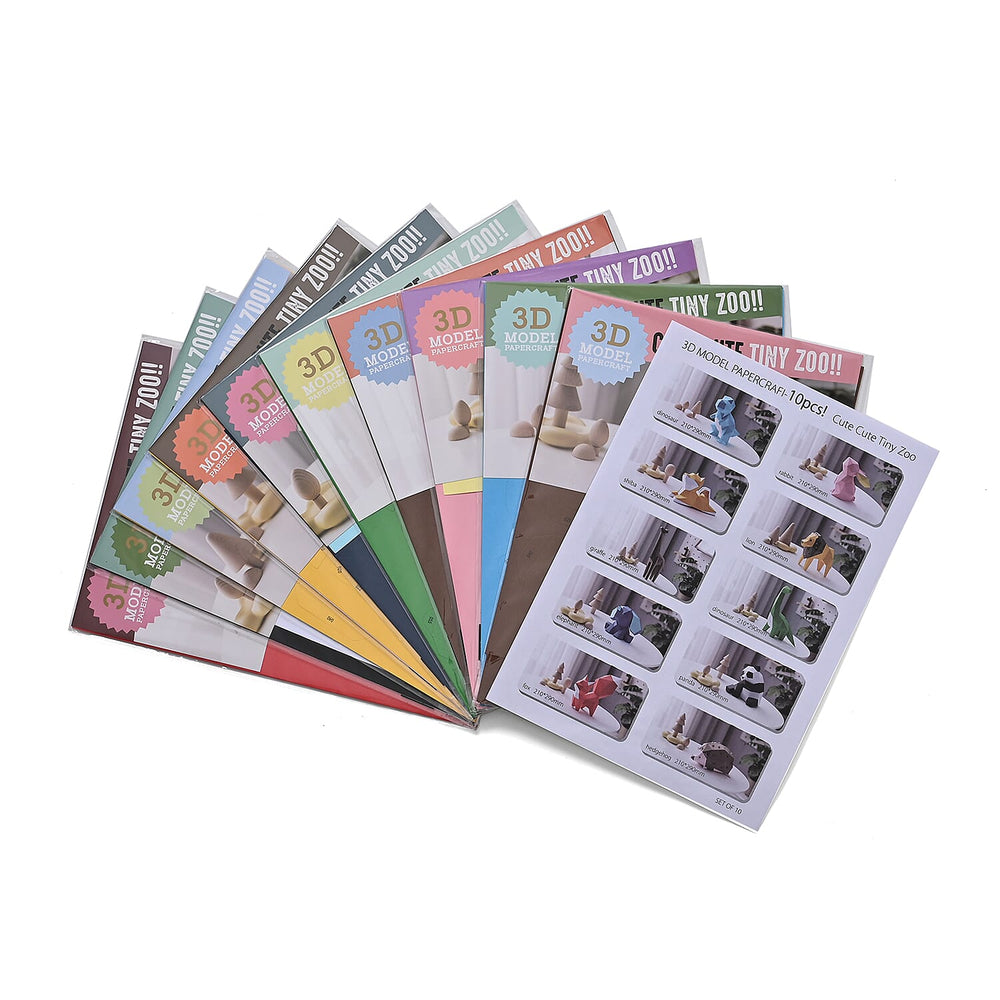 Set of 10 Animal Origami Paper Models - Multicolour
