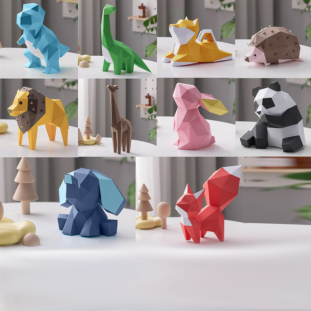 Set of 10 Animal Origami Paper Models - Multicolour