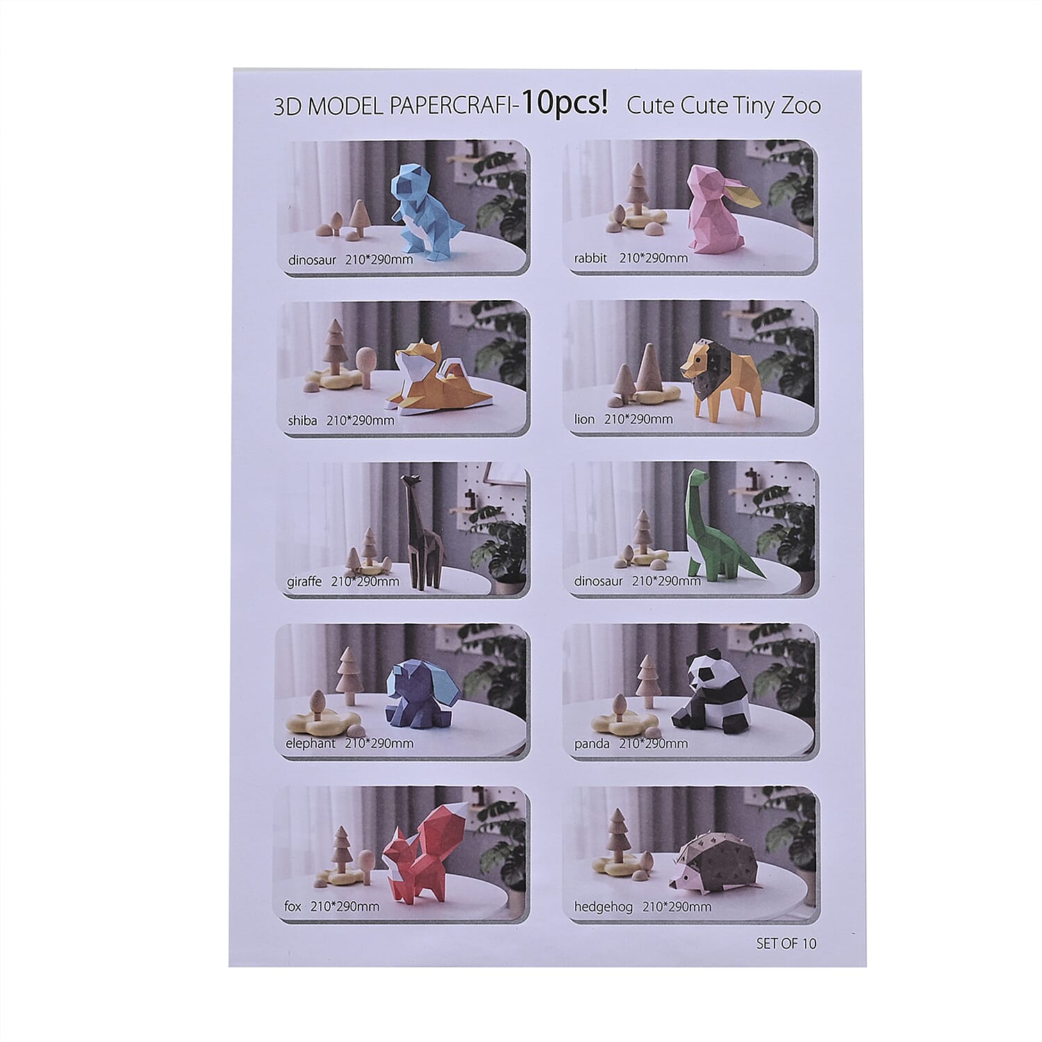 Set of 10 Animal Origami Paper Models - Multicolour
