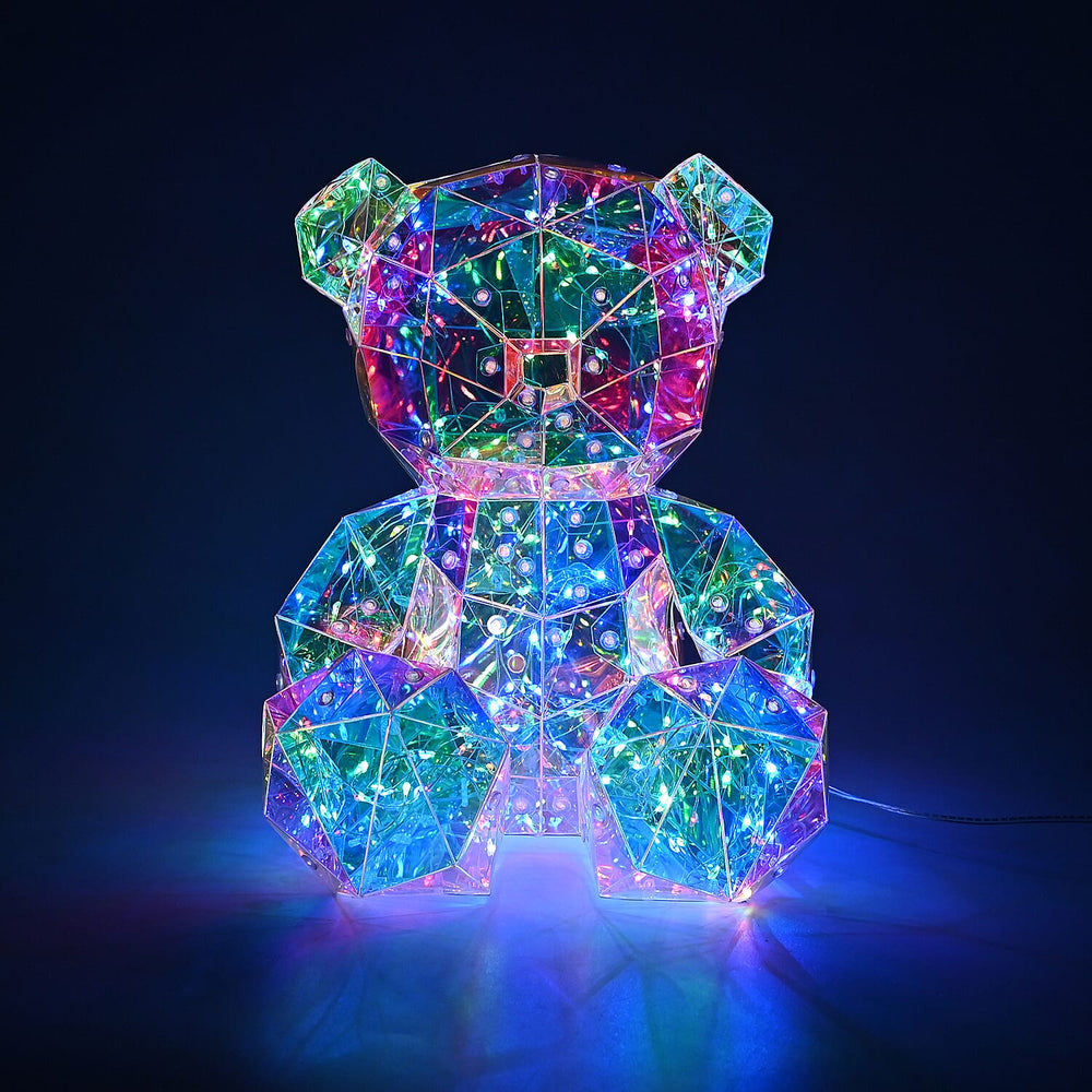 CLOSEOUT OFFER - Rainbow LED Light Up Crystal Effect Teddy Bear - Multicolor