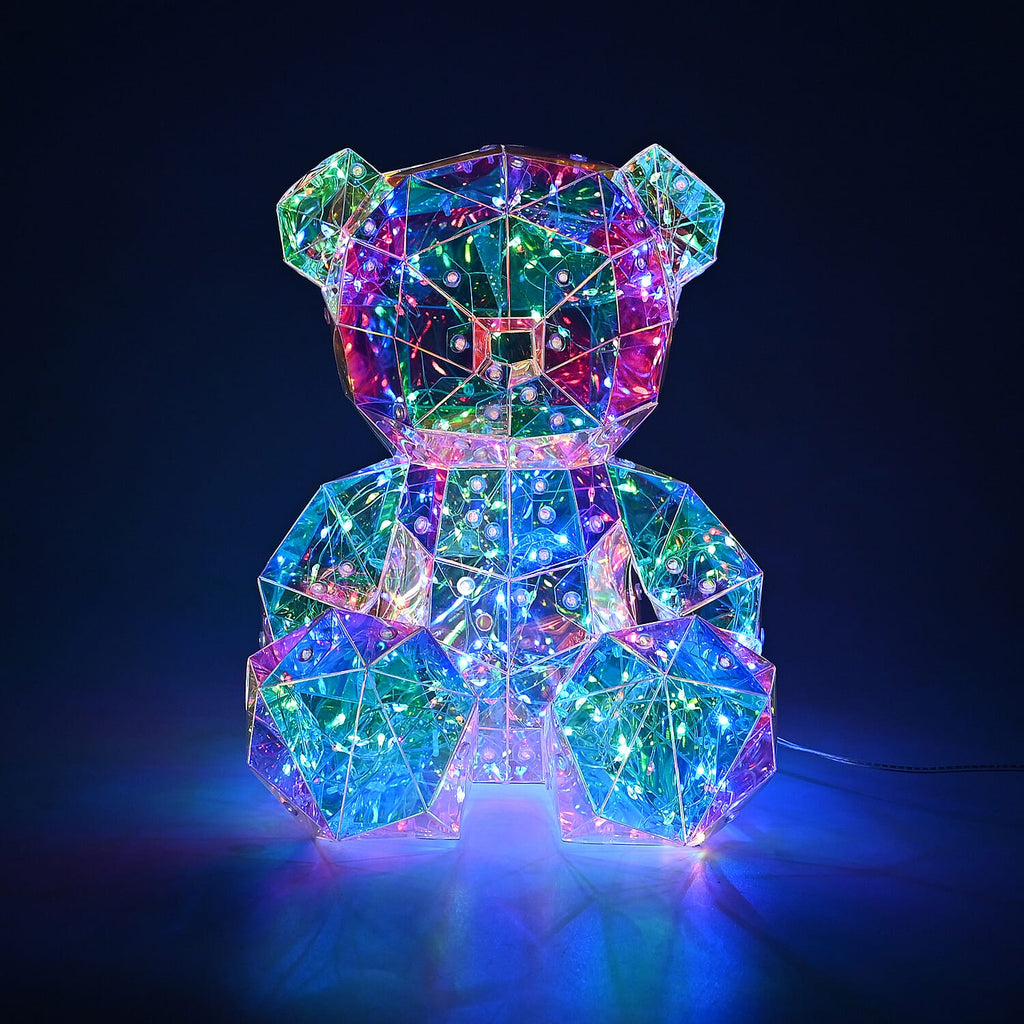 CLOSEOUT OFFER - Rainbow LED Light Up Crystal Effect Teddy Bear - Multicolor