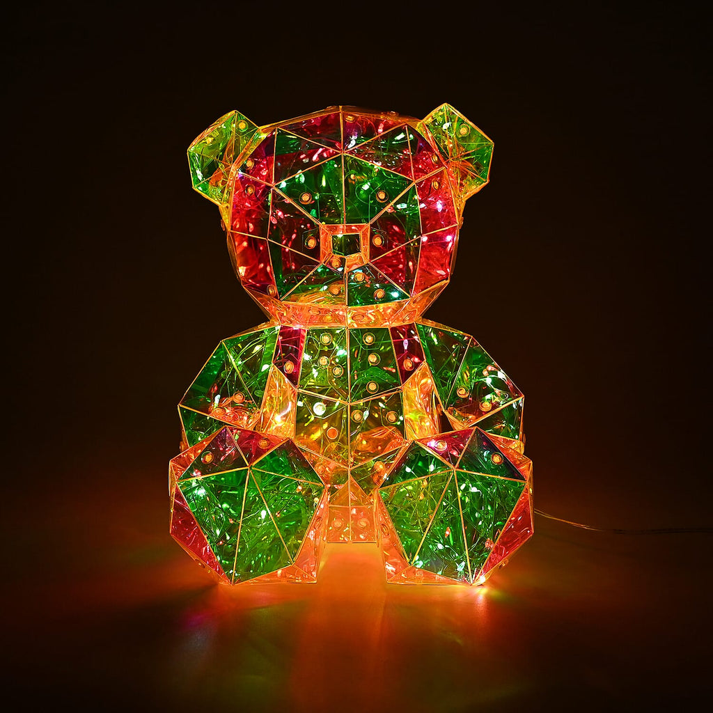 CLOSEOUT OFFER - Rainbow LED Light Up Crystal Effect Teddy Bear - Multicolor