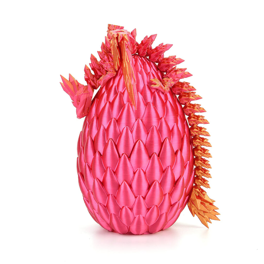 3D Printed Dragon Egg with Hidden Dragon (16x10.2cm) - Green - Blue