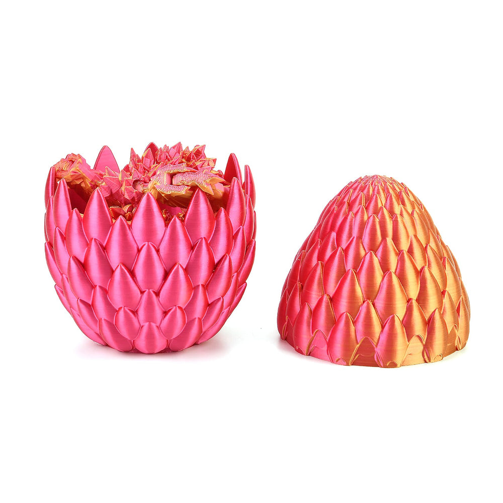 3D Printed Dragon Egg with Hidden Dragon (16x10.2cm) - Green - Blue