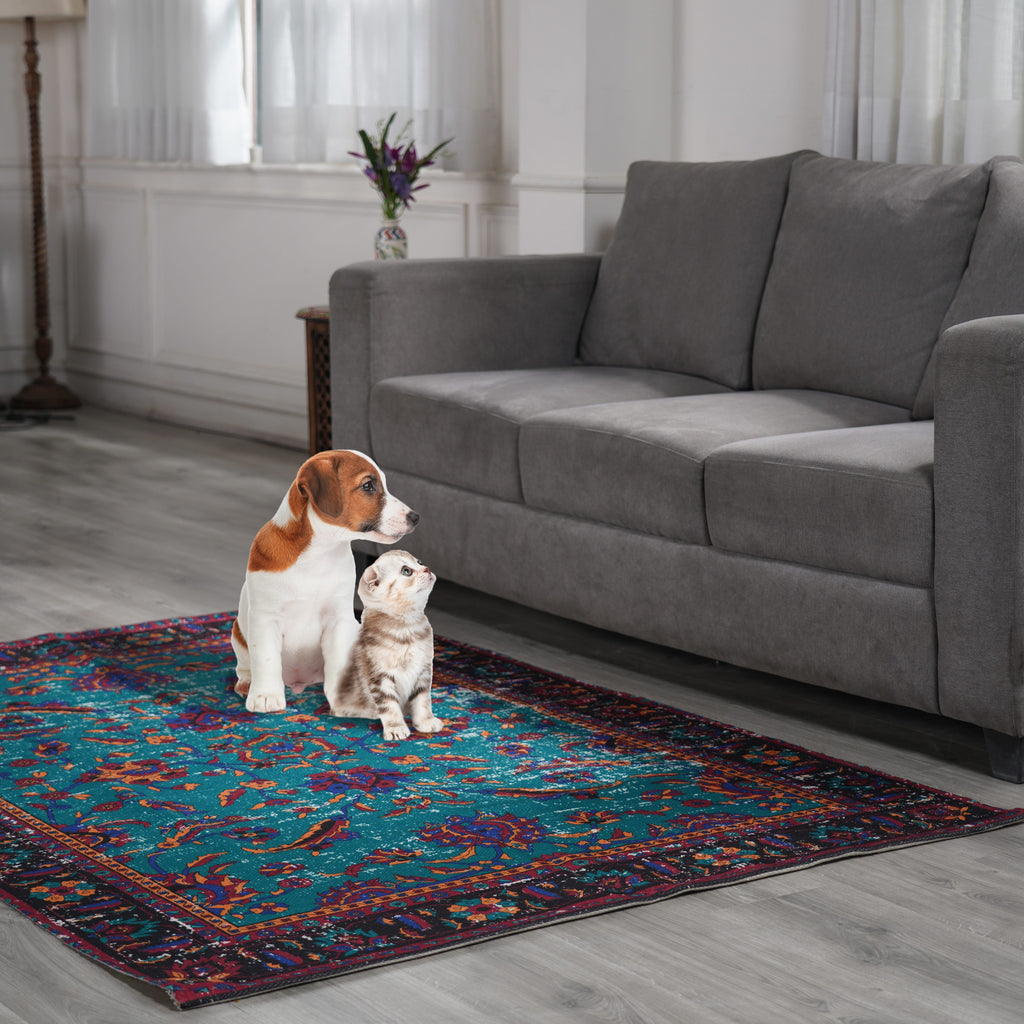 Durable Antique Persian Style Rug (Size 180x120 Cm) - Teal