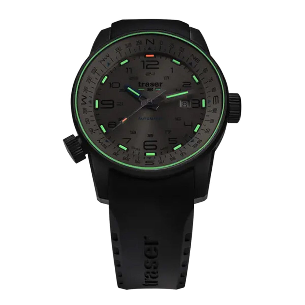 TRASER P68 Pathfinder Automatic Swiss Made Automatic 20ATM WR Beige Dial - Black Case Mens Watch with Black Rubber Strap