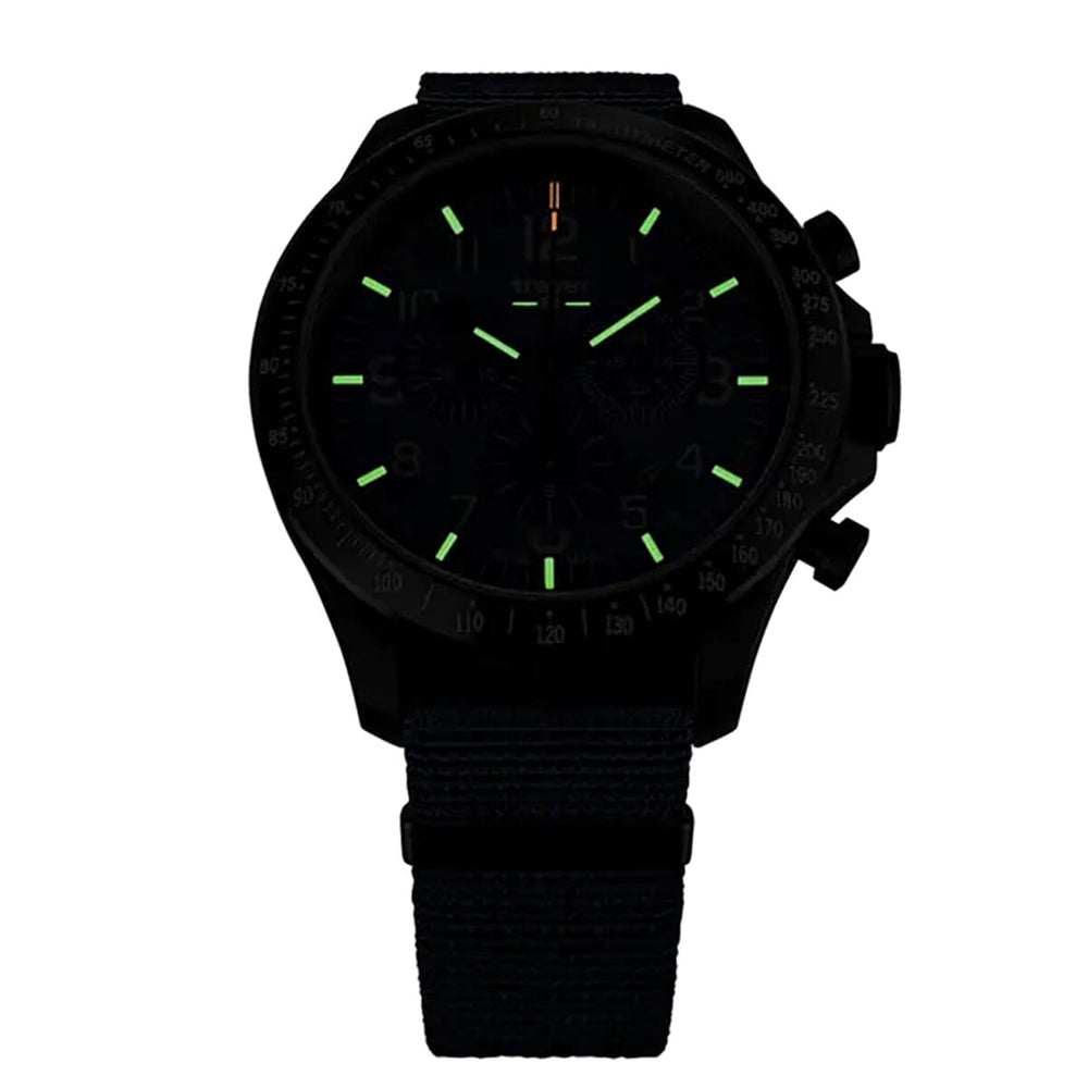 TRASER P67 Officer Chrono Swiss Made Quartz 10ATM WR Blue Dial - Black Case Mens Watch with Blue NATO Fabric Strap