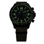 TRASER P67 Officer Chrono Swiss Made Quartz 10ATM WR Khaki Dial - Black Case Mens Watch with Khaki NATO Fabric Strap