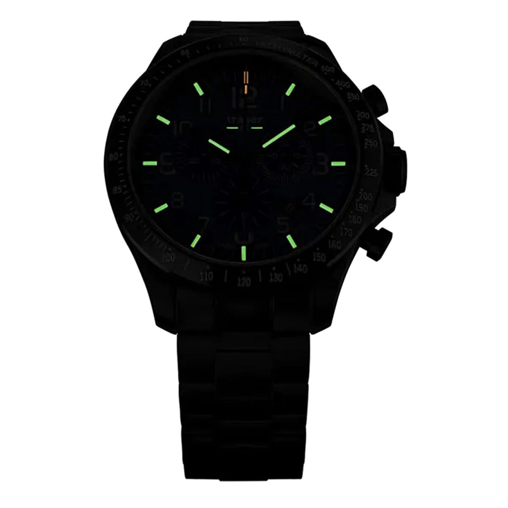 TRASER P67 Officer Chrono Swiss Made Quartz 10ATM WR Khaki Dial - Black Case Mens Watch with Khaki Stainless Steel Strap