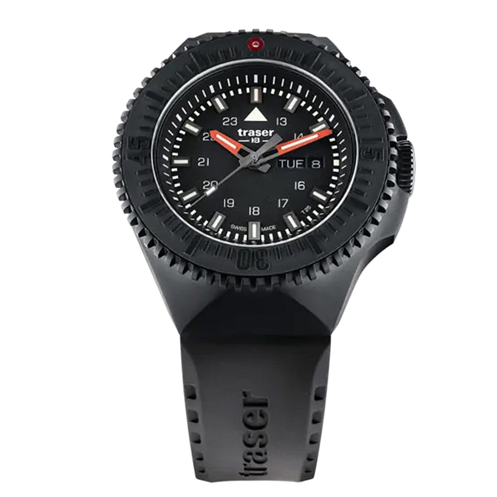 BRAND NEW -TRASER P69 Black Stealth Swiss Made Quartz 20ATM WR Black Dial - Black Case Mens Watch with Black Black Silicone Strap
