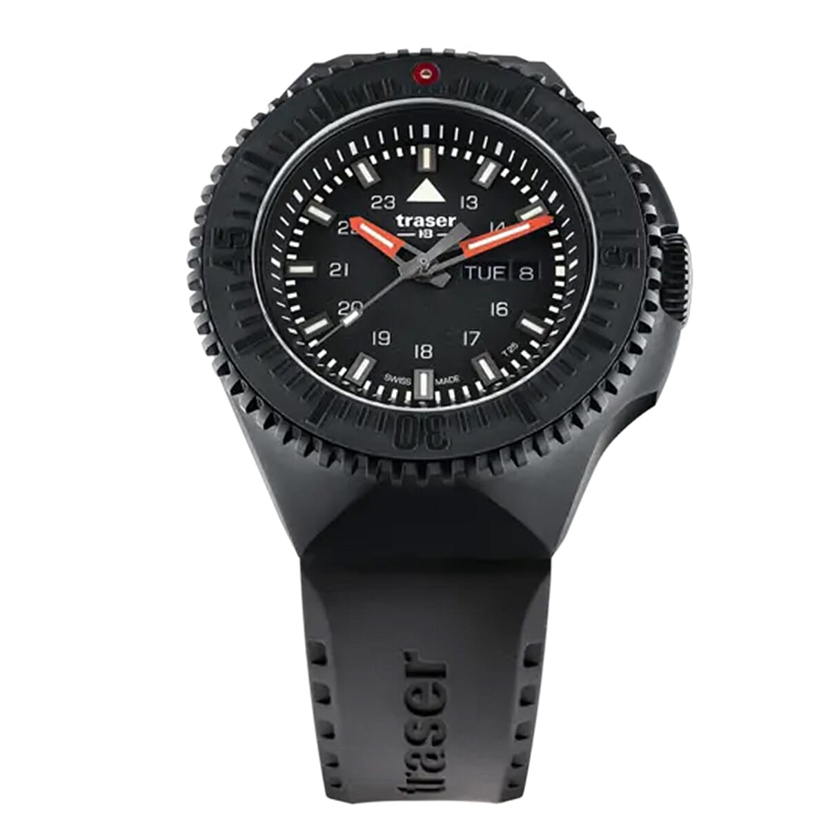 BRAND NEW -TRASER P69 Black Stealth Swiss Made Quartz 20ATM WR Black Dial - Black Case Mens Watch with Black Black Silicone Strap