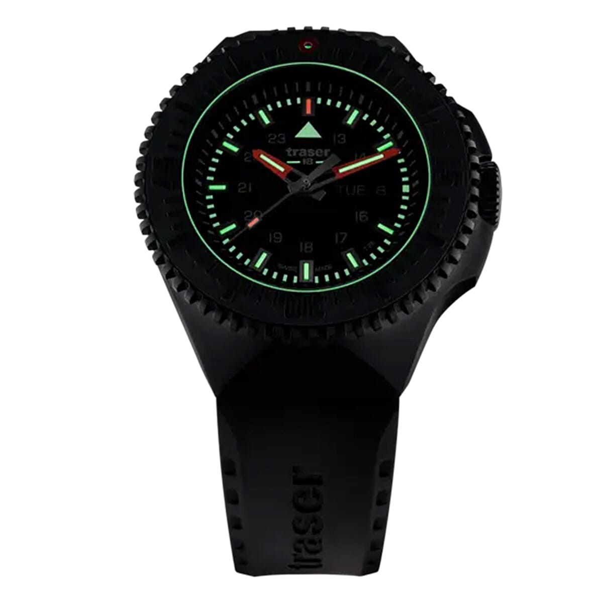 BRAND NEW -TRASER P69 Black Stealth Swiss Made Quartz 20ATM WR Black Dial - Black Case Mens Watch with Black Black Silicone Strap