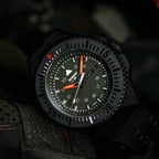 BRAND NEW --TRASER P69 Black Stealth Swiss Made Quartz 20ATM WR Green Dial - Black Case Mens Watch with Black Silicone Strap