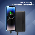 Mega Closeout Buy - 12000 mAh Powerbank - Black