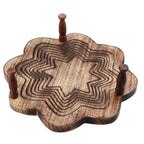 Star Shape Hand carved Wooden Spring Tray with Small Legs  29cm (L) x 29cm (W) x 9.5cm (H)