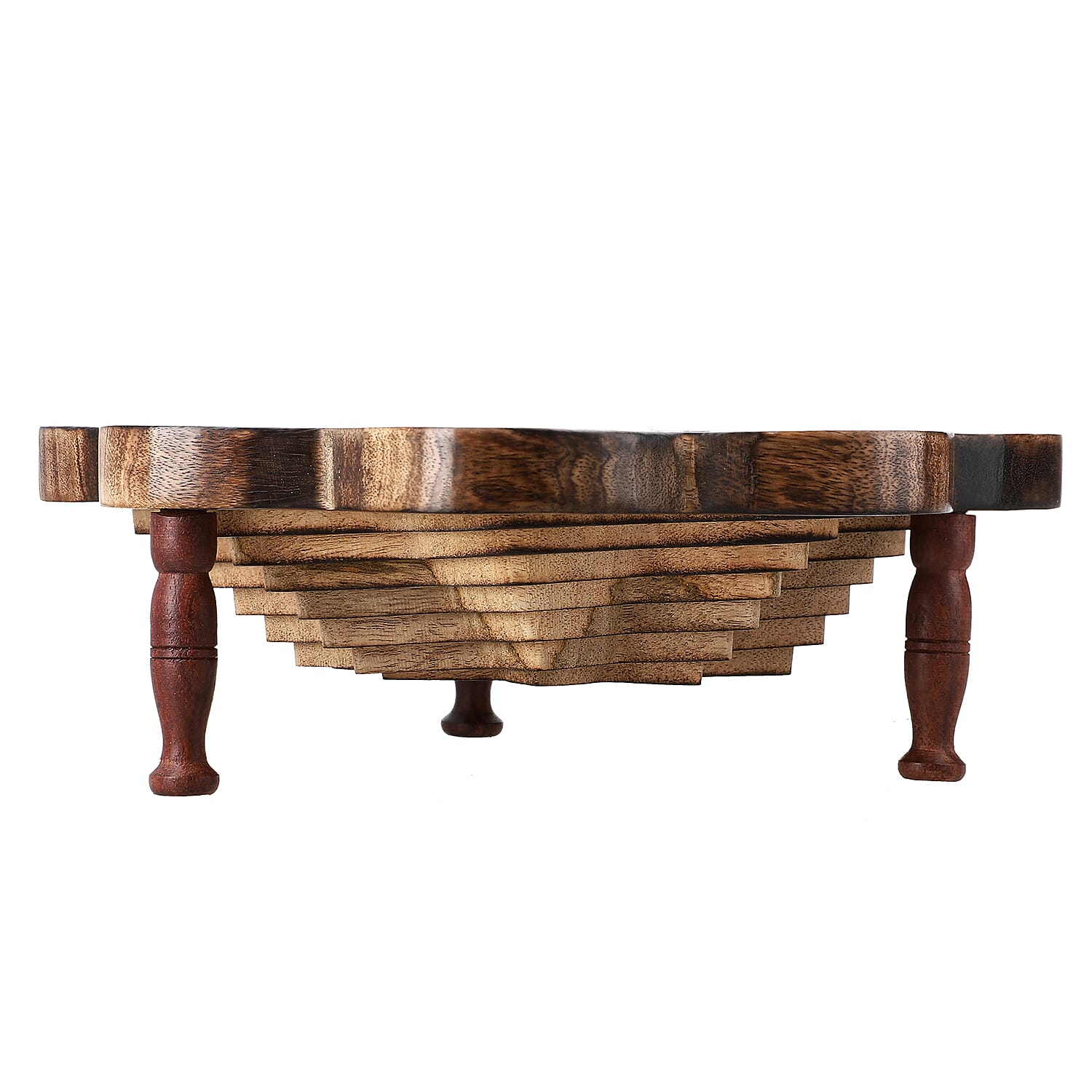 Star Shape Hand carved Wooden Spring Tray with Small Legs  29cm (L) x 29cm (W) x 9.5cm (H)