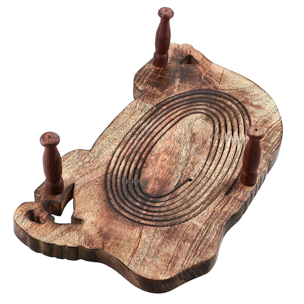 Elephant Shape Hand Carved Wooden Spring Tray with Small Legs  (36x19.5x9.5cm) - Antique Brown