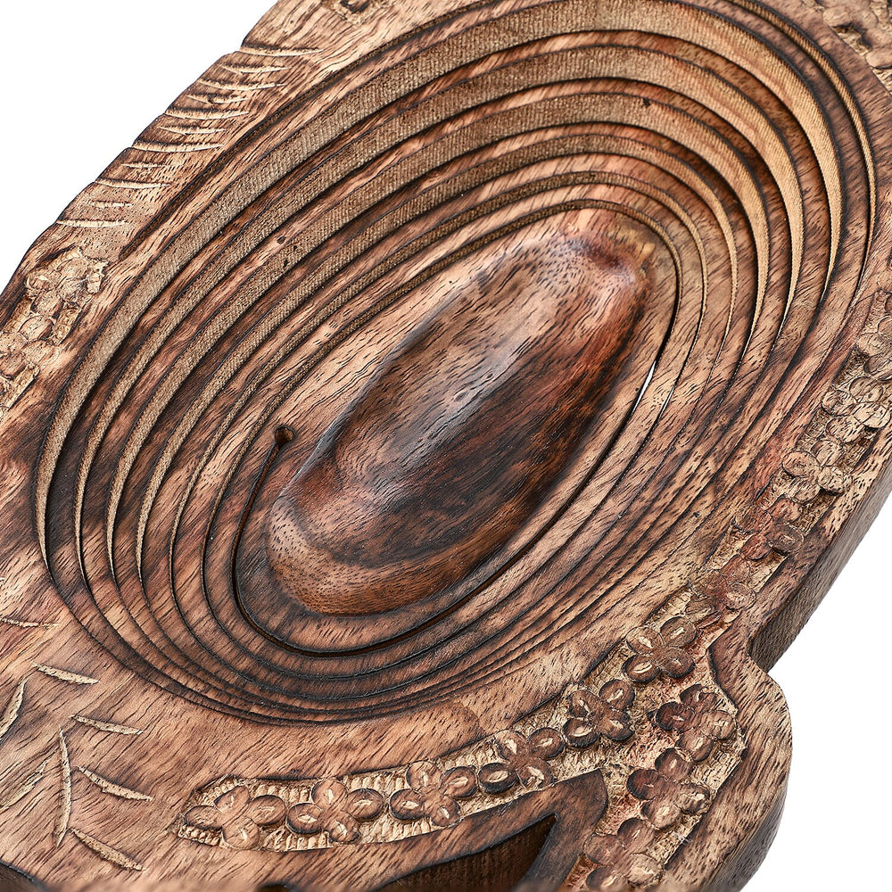 Elephant Shape Hand Carved Wooden Spring Tray with Small Legs  (36x19.5x9.5cm) - Antique Brown