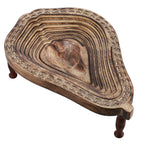 Pear Shape Hand Carved Wooden Spring Tray with Small Legs (36x24x9.5cm) - Natural Brown
