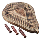 Pear Shape Hand Carved Wooden Spring Tray with Small Legs (36x24x9.5cm) - Natural Brown