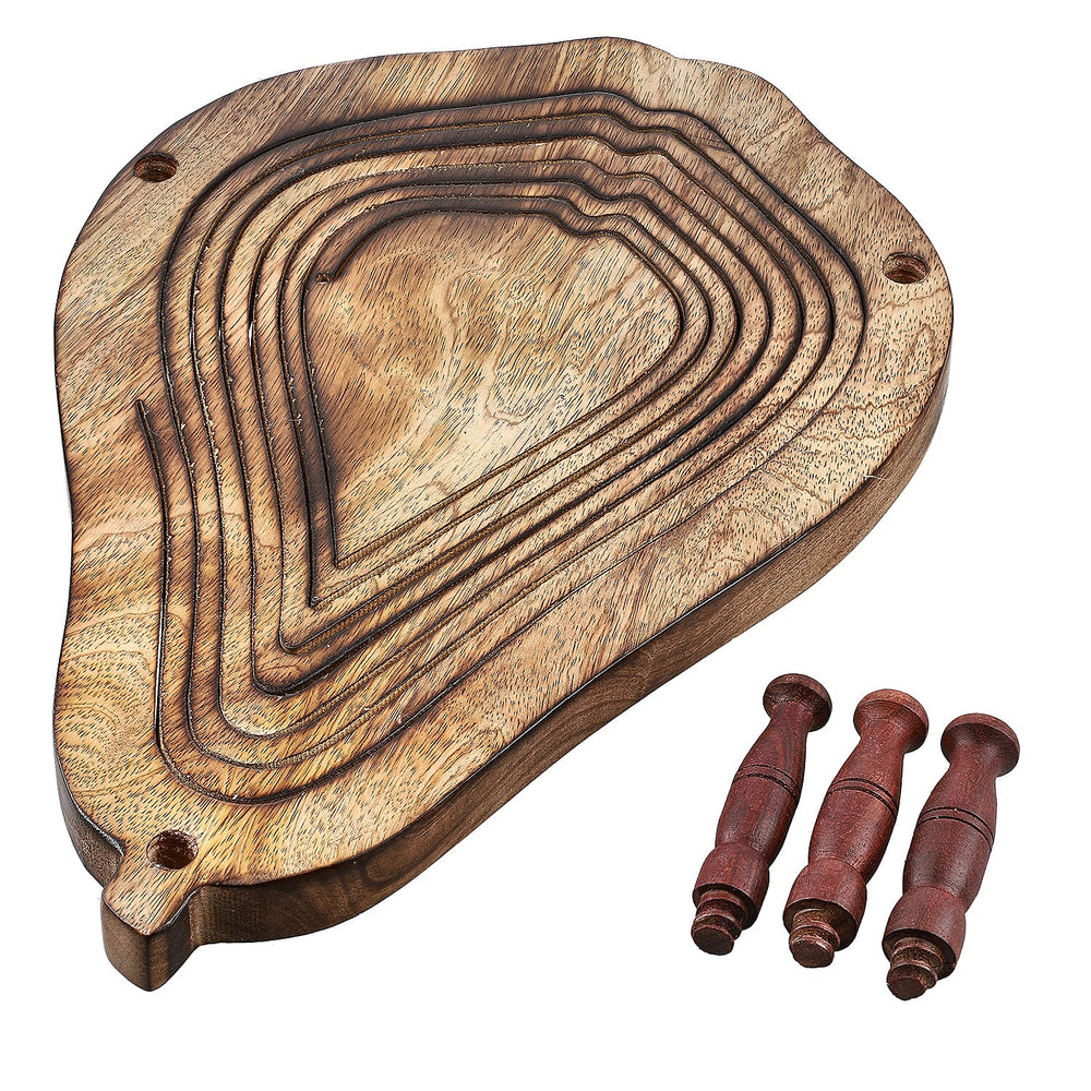 Pear Shape Hand Carved Wooden Spring Tray with Small Legs (36x24x9.5cm) - Natural Brown