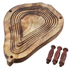 Pear Shape Hand Carved Wooden Spring Tray with Small Legs (36x24x9.5cm) - Natural Brown